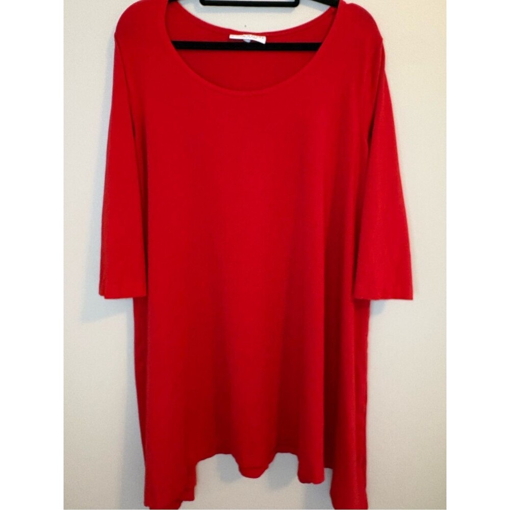 Bryn Walker Red Bamboo Organic Cotton Tunic Top XS Lagenlook USA